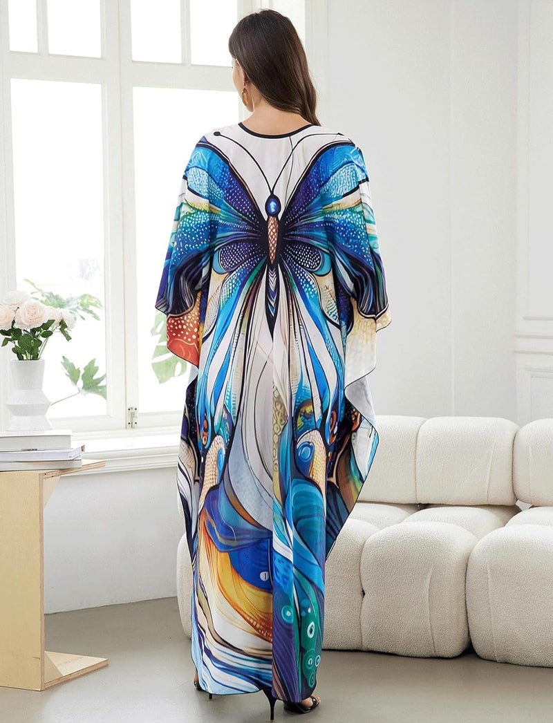 KECVOT Kaftan Dresses for Women Plus Size Batwing Sleeve Caftans Long Bathing Suit Cover Up Maxi Beach Dress Loungewear - Image 3